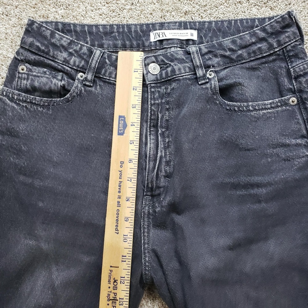 Zara Jeans Womens 8 30 Waist Gray Charcoal Wash Straight Relaxed High Rise Denim - Picture 2 of 8